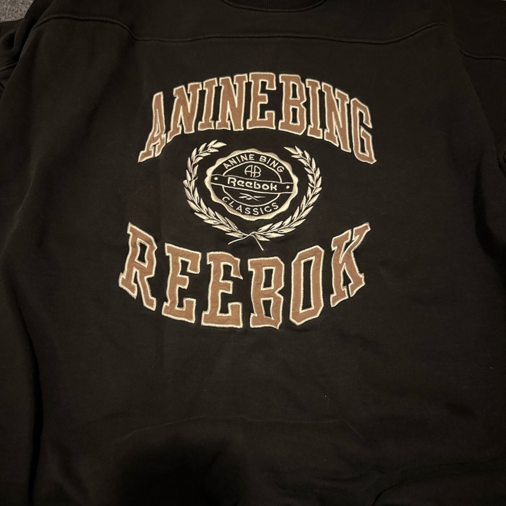 Anine Bing Black Sweatshirt with Brown and White Logo